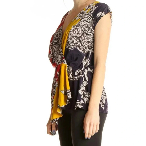 YOANA BARASCHI Anthropologie Anila Peplum Graphic Print Bohemian Blouse - Picture 9 of 12